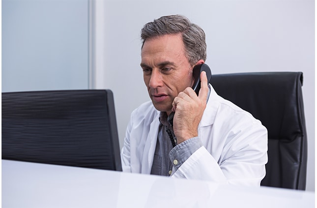 Doctor on the phone